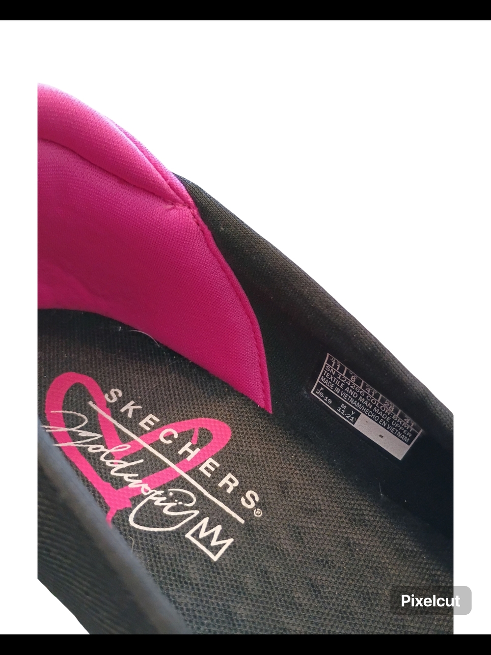 Skechers Black Slip-On Knit Mules with Pink Lining and Multicolor Graphic Sole - Picture 7 of 10